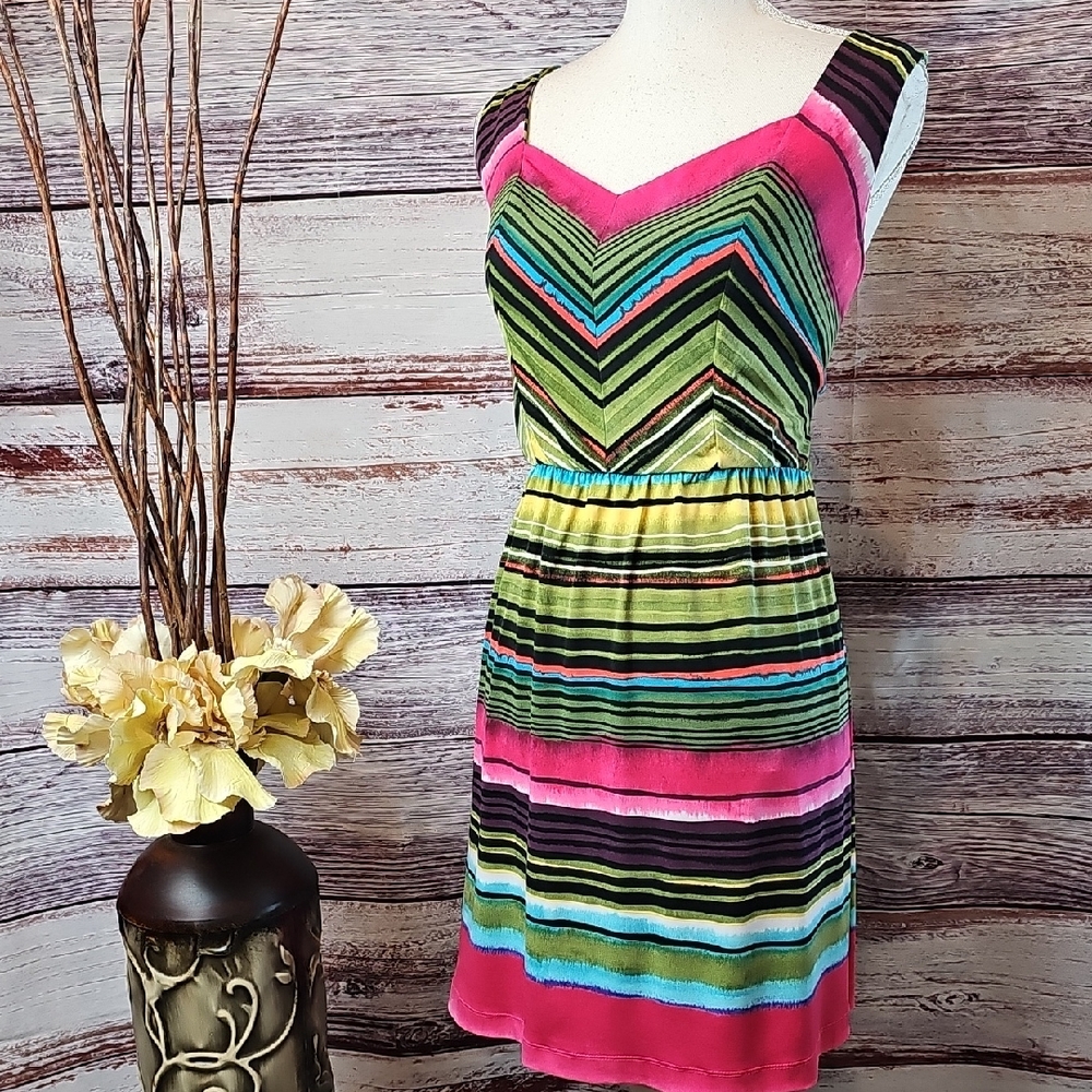 NY COLLECTION COLORFUL BOHEMEIN FESTIVAL SWEETHEART NECKLINE PULLOVER DRESS - Picture 1 of 8